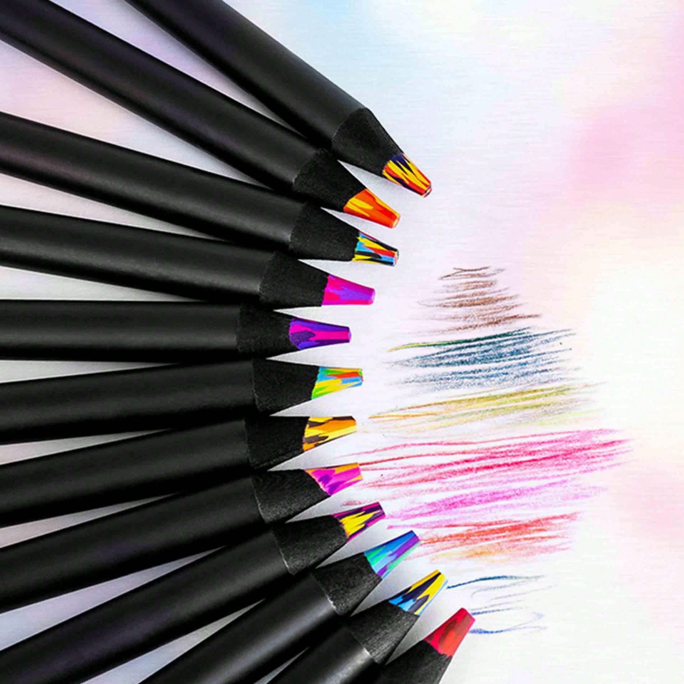 12 Rainbow Pencils, Magical Gradient Color DustFree, Random Color