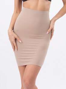 High Waisted Seamless Bodycon Slip Skirt, Thin Waist Cincher, Breathable Shapewear For Women, Slimming Body Sculpting Skirt