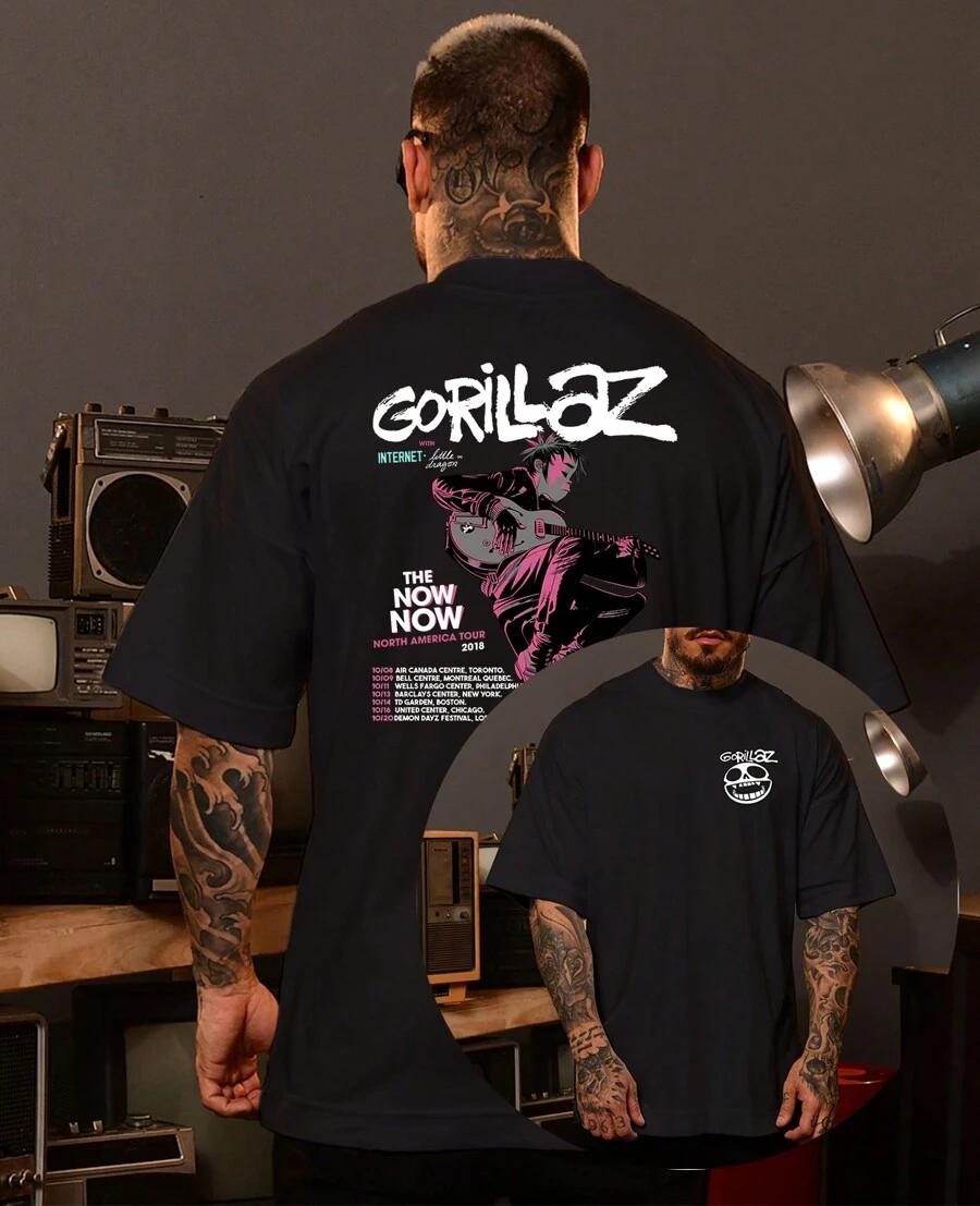 Camiseta Unissex Básica Damon Jamie Remi Rock Banda Gorilaz - Preto - Visão 1