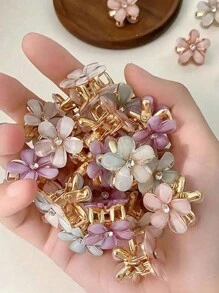 Juego de 8 piezas/12 piezas Pasadores para el cabello de metal y cristal con diseño de flores, ganchos para el cabello, pinzas para el cabello, pinzas para el cabello, sujetadores para el cabello