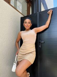 Skirt Made Of Louis Twill Fabric - 杏色 - 查看 4
