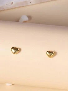 RAYQUEEN Modische Herz-Ohrstecker 18K vergoldet - 1 Paar, 316 Edelstahl, hypoallergener Schmuck für Frauen und Mädchen, perfekt als Urlaubsgeschenk - Goldgelb - Übersicht 4