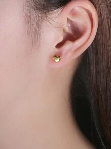 RAYQUEEN Modische Herz-Ohrstecker 18K vergoldet - 1 Paar, 316 Edelstahl, hypoallergener Schmuck für Frauen und Mädchen, perfekt als Urlaubsgeschenk - Goldgelb - Übersicht 3