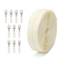 1set - 3 Mixed Color Zippers, 177inch Length, With 10pcs Silver Locking Zipper Pulls, Suitable For Clothing, Bags, Home Textiles And More - Multicolor - View 14