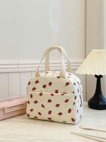 Portable Lunch Bag Waterproof Thermal Insulated Lunch Box Bento Pouch Dinner Insulation Bag Student Thickened Cute Lunch Fruit Bag Pink Leopard Print Small Floral Back To School Supplies Bag For School School Accessories School Stuff