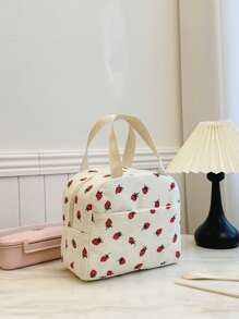 Portable Lunch Bag Waterproof Thermal Insulated Lunch Box Bento Pouch Dinner Insulation Bag Student Thickened Cute Lunch Fruit Bag Pink Leopard Print Small Floral Back To School Supplies Bag For School School Accessories School Stuff