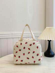 Portable Lunch Bag Waterproof Thermal Insulated Lunch Box Bento Pouch Dinner Insulation Bag Student Thickened Cute Lunch Fruit Bag Pink Leopard Print Small Floral Back To School Supplies Bag For School School Accessories School Stuff