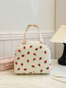 Portable Lunch Bag Waterproof Thermal Insulated Lunch Box Bento Pouch Dinner Insulation Bag Student Thickened Cute Lunch Fruit Bag Pink Leopard Print Small Floral Back To School Supplies Bag For School School Accessories School Stuff