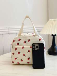Portable Lunch Bag Waterproof Thermal Insulated Lunch Box Bento Pouch Dinner Insulation Bag Student Thickened Cute Lunch Fruit Bag Pink Leopard Print Small Floral Back To School Supplies Bag For School School Accessories School Stuff