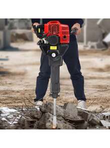 ZhdnBhnos LINSIE 52 CC 2 Stroke Gas Powered Demolition Jack Hammer, 1900W Gasoline Jackhammer Demolition Hammer With 2 Chisels, 6500RPM Heavy Duty Concrete Breaker Demolition Drills For Trenching, Chipping The Best Gift/Present For Family&Friends Happy Christmas - Red - View 4