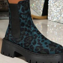1 Pair Leopard Print Comfortable Versatile Outdoor Boots For Women - Blue - View 4