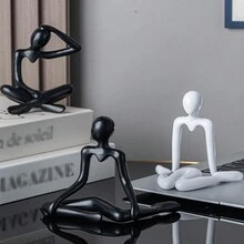 1 件极简主义抽象思想家人物塑料工艺品可爱小装饰品，随机发货，适合客厅最佳礼物 - 彩色 - 查看 4