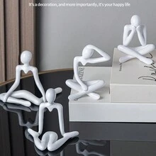 1 件极简主义抽象思想家人物塑料工艺品可爱小装饰品，随机发货，适合客厅最佳礼物 - 彩色 - 查看 3