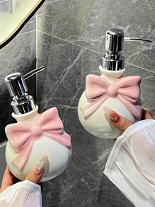 Joivida 1 件北欧风格可爱蝴蝶结陶瓷洗发水和沐浴露可再填充瓶，美观的浴室装饰品，节日礼物，送给男朋友/女朋友的生日礼物，新年、圣诞节礼物，感恩节、母亲节礼物，宰牲节装饰，拉玛舒适家居，高端酒店用品，民宿装饰，返校使用，特殊礼物，夏季乔迁礼物 - 彩色 - 查看 4