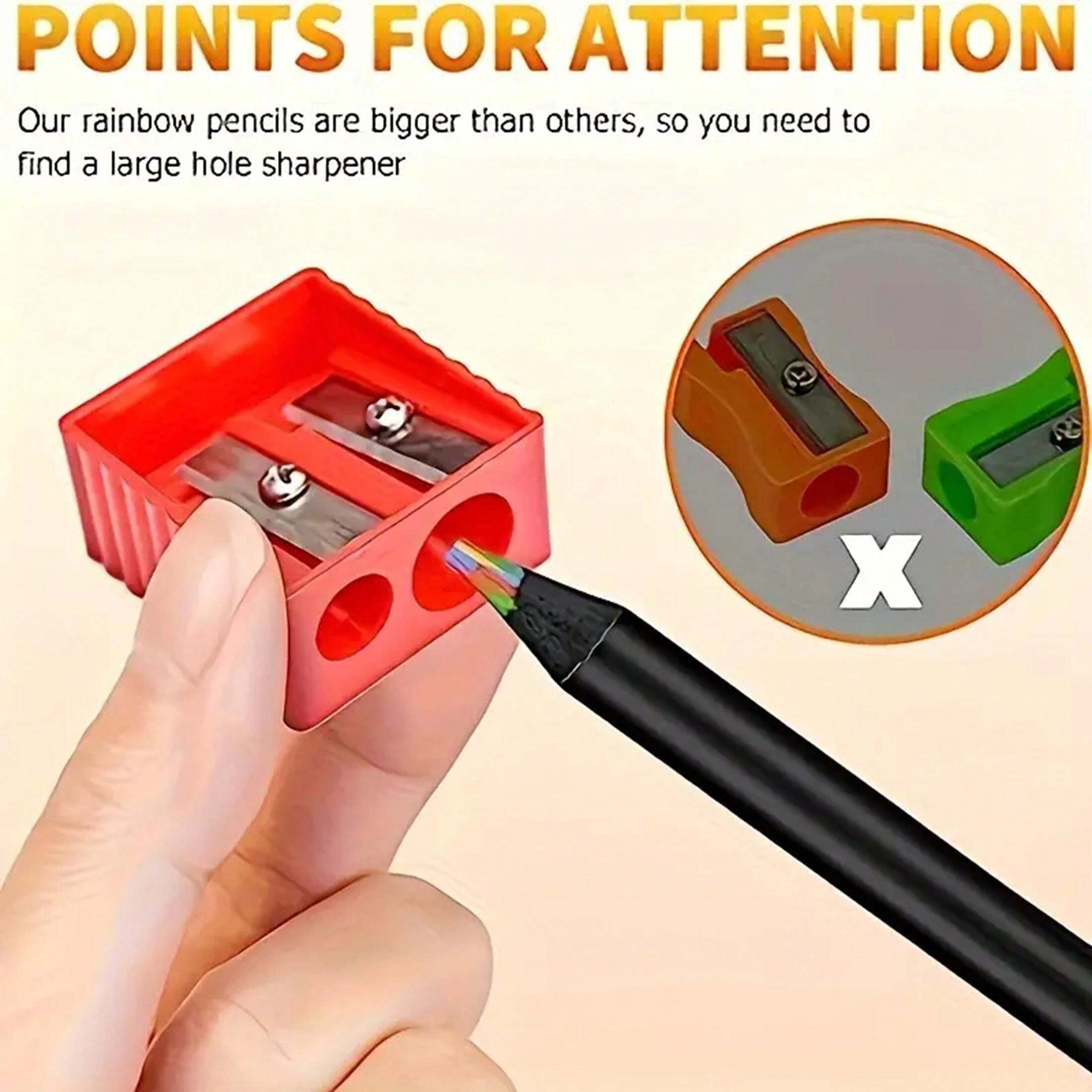 12 Rainbow Pencils, Magical Gradient Color DustFree, Random Color