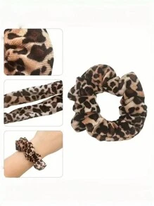 2pcs Women Vintage Elegant Velvet Leopard Print Hair Scrunchies, Elastic Hair Ties For Ponytail, Buns, Suitable For Daily WearHair Ties Scrunchy Hair Ties