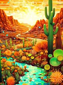 Bộ tranh kim cương Cactus Valley đầy màu sắc, Tranh khảm kim cương tròn mới tự làm, Tranh thêu kim cương, Trang trí tường nhà, Tác phẩm nghệ thuật treo phòng khách, Thủ công sáng tạo - Nhiều màu - Xem 11