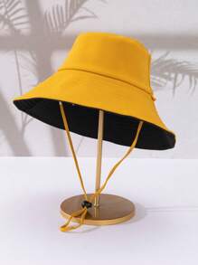 1 chiếc mũ xô màu trơn có thể đảo ngược dành cho phụ nữ, thích hợp để đội ngoài trời hàng ngày, chống nắng - Mũ xô có thể đảo ngược - Xem 8