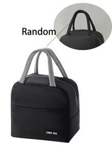 Multifunctional Solid Color Twill Lunch Bag Handheld Insulated Bag For Bento Box, Meal, And Picnic, Summer Outdoor Bags For Food, Picnic Camping Bags - Black - View 12