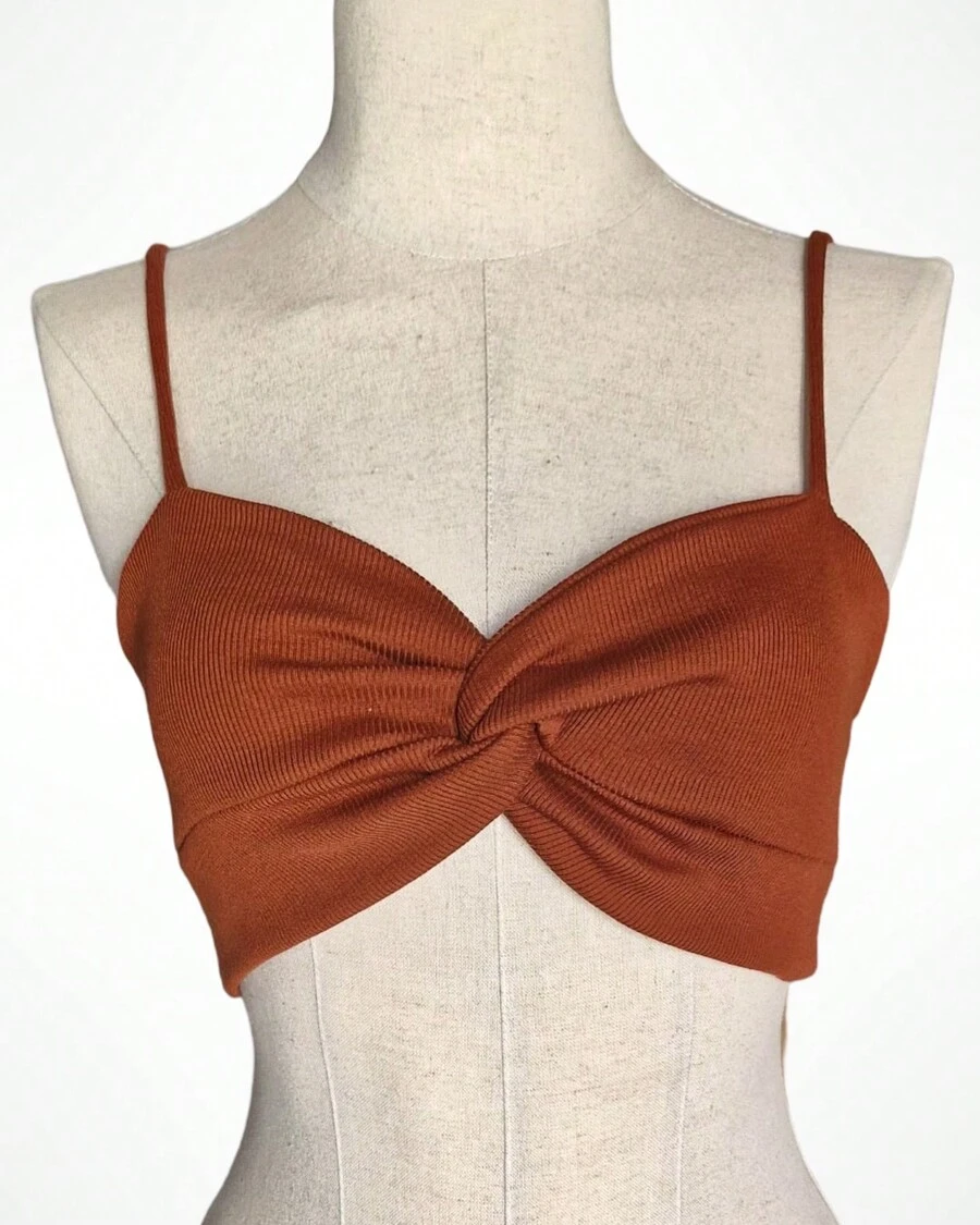 Ribbed Top Knot - 鏽棕色 - 查看 1