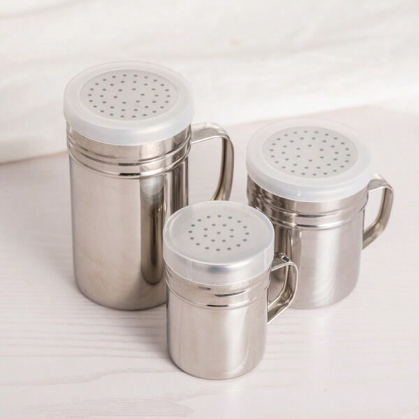 2pcs Set Stainless Steel Salt And Pepper Shakers, Toothpick Holder Spice Jars With Perforated Lids, Durable Seasoning Dispenser For Kitchen Essentials