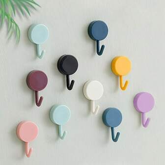 5/10/20/40 piezas Gancho autoadhesivo, ganchos de pared de unicolor minimalista sin perforación para el hogar, gancho de pared para baño y cocina