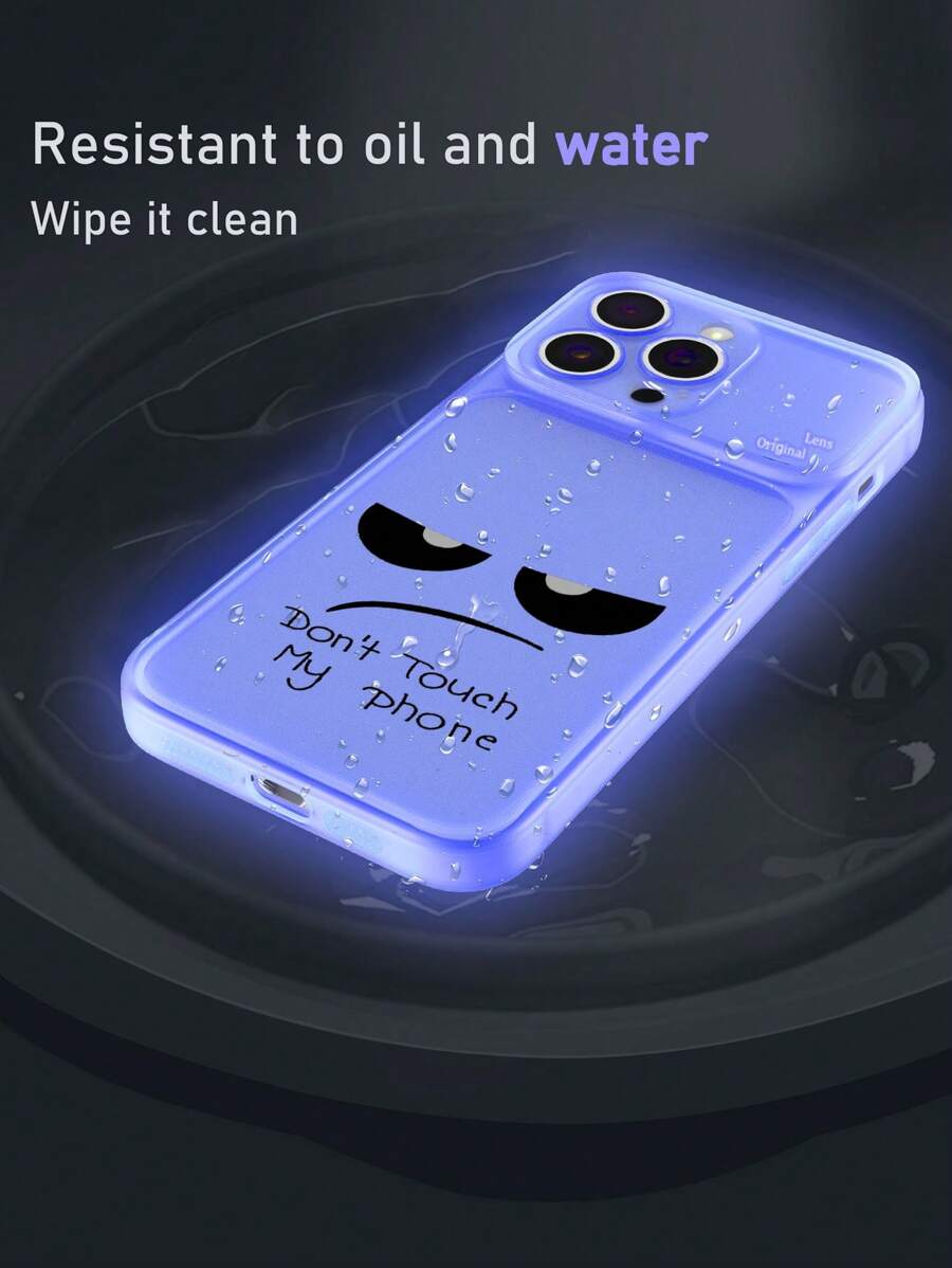 1 pieza Funda de teléfono a prueba de golpes con patrón de emoticono transparente de color morado mate que brilla en la oscuridad, compatible con iPhone, Android, OPPO, 15 Pro Max, 14 Pro Max, A52 4G, A31 4G, A23, Redmi Note 11 Pro 4G, Redmi Note 12 4G, OPPO A54, A14, A54, resistente al agua y a los arañazos - Multicolor - Ver 1