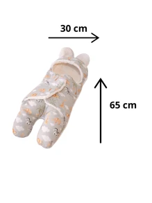 BLANKET SLEEPING BAG SWADDLE WRAP BAG, ROLL UP, CIGARETTE FOR NEWBORN WITH CAP - Xanh và trắng - Xem 4