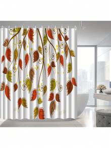 1 件树枝和树叶图案涤纶防水数码印花浴帘、浴室隔断、防雾防霉窗帘 - LB1451 - 查看 5