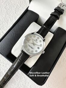 Pablo Raez 1pc Silver Lady Watch Women Luxury Crystal Dress Watch SUS304 Stainless Steel IPS Case Elegant Brand New Design Quartz Watch For Lady Fahionable White Face With Date Calendar Luminous Diamond Display High Quality Woman Popular Wristwatch 50M Waterproof Soft & Breathable Black Color Microfiber Leather Casual Teenagers Girls Lovely Watch Nice Gifts For Friend Or Family Fit For Daily Life/Work/Party Decorations