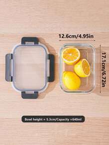 1 pieza Caja de almuerzo rectangular de vidrio borosilicatado resistente, apta para microondas, para oficina/escuela, contenedor de almacenamiento de alimentos, regalo de Navidad