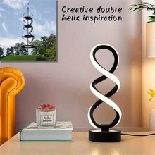 1 件独特螺旋形 LED 台灯，床头台灯，3 色可调光铝合金材质，USB 供电，日常装饰/夜间照明，适用于家庭办公室/房间/客厅装饰、生日派对/节日礼物 - 3色調光 - 查看 4