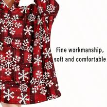 Christmas Red Plaid Snowflake Wearable Blanket, Adult Women Hooded Cozy Blanket With Large Pocket, Gift For Girlfriend, Mother, Ladies, Machine Washable, Home Kitchen Bedding - Multicolor - View 5