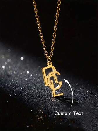 Customized Unique Letter Pendant Necklace, Personalized 1-3 Letters Pendants, Customized Letter Necklace, Gift For Her, Stainless Steel Necklace Suitable For Parties And Music Festivals,Gold,Stylish,Colorful,Vintage,Unisex,Hipster,Simple,Casual,Custom,Personalized,Unique,Ideal Gifts For Him,Ideal Gifts For Her,Her,Boyfriend,Girlfriend,Dad,Mom,Family,Friends,For Anniversaries,For Birthdays,For Graduation,For Prom,For Party,Gold Jewelry