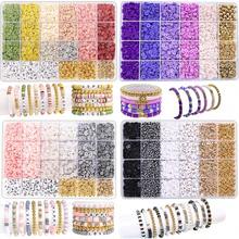 1 盒 6 毫米随机颜色软粘土薄片（包括 CBB 隔珠和字母珠）用于 DIY 手链和项链制作套件，独特的手链和项链制作字母珠配件套件用于珠宝制作 - 彩色 - 查看 1