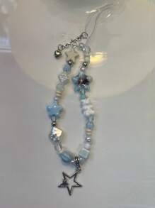 Blue Star Summer Beach Breeze Style Phone Lanyard, CCD Camera Neck Strap, DIY Pendant Accessory Gifts For Mother, Family, Friends, Birthday, Holiday Phone Charm, Phone Chain - Blue - View 3