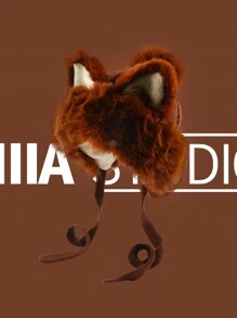 1pc Women's Solid Color Pilot Cap, Winter Warm Fleece Ear Protector Thick Knit Hat, Fashion Casual Slouch Beanie, Suitable For Daily, Riding, Outdoor, Skiing