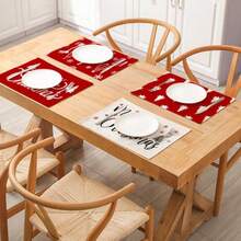 1 件简约圣诞风格防水亚麻桌垫隔热餐垫 - 彩色 - 查看 4