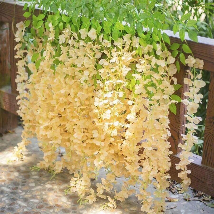 12 Pack /45 Inch /3.7ft Wisteria Artificial Flower Bushy Silk Vine