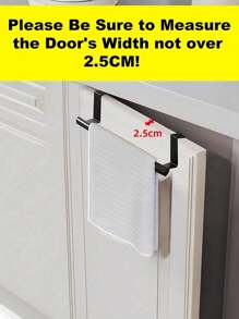 1pc,Black Single Rod Towel Rack Cabinet Door Back Type Hanging Rack Non-Punched Towel Rod