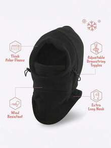 1 chiếc mặt nạ trượt tuyết mùa đông cho trẻ em từ 2-6 tuổi có mũ trùm đầu, mặt nạ trượt tuyết trùm đầu thời tiết lạnh và khăn giữ ấm cổ, phù hợp cho cả bé trai và bé gái - màu đen - Xem 6