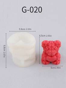 1 件玫瑰熊生日礼物，真实触感花朵拥抱熊雕像，DIY 蜡烛和硅胶模具 - 白色 - 查看 9