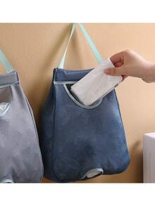 1 件黑色蓝色和灰色袋子支架垃圾袋支架购物袋塑料袋收纳袋，可折叠悬挂透气网状垃圾袋可重复使用塑料袋分配器适用于家庭和厨房洗衣袋浴室收纳袋浴室收纳袋卧室储物袋收纳 - 彩色 - 查看 8