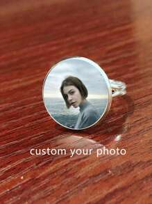 Nhẫn ảnh màu tùy chỉnh, Quà tặng Ngày của Mẹ, Quà tặng Ngày lễ tình nhân, Kỷ niệm sinh nhật, Quà tặng cao cấp cho bạn bè, bạn học, người tốt nghiệp và gia đình Ý tưởng quà tặng mùa đông cho ngày trở lại trường cho bé trai và bé gái Ngày lễ tình nhân - Bạc - Xem 2