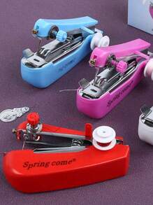 1 台手持式迷你缝纫机，用于手动快速维修，便携式无绳单针缝纫设备，轻便的旅行缝纫工具，适合织物，初学者易于使用的缝纫机，非常适合家庭、旅行和 DIY 项目，紧凑的设计，非常适合卷边、修补和小型缝纫工作。（粉色/白色）