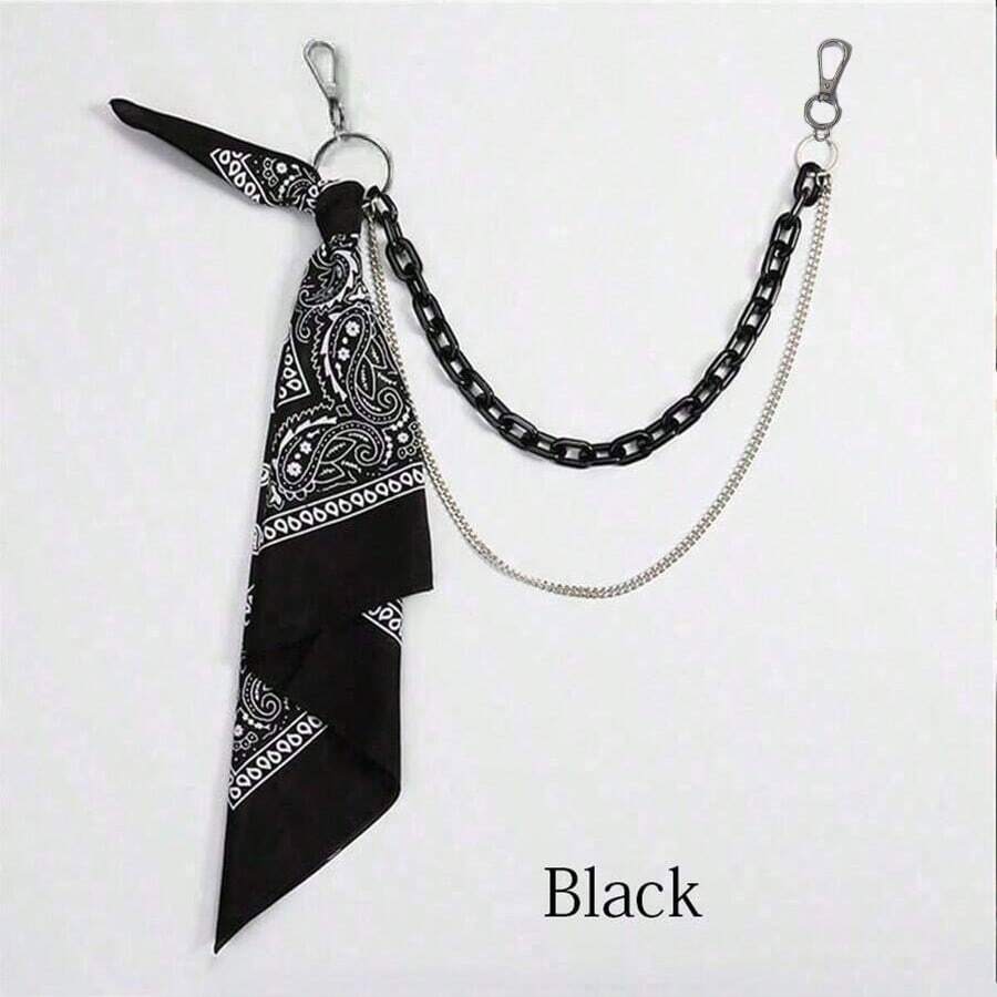 Elegant Vintage Paisley Bandana, Streetwear Headwrap, Hiphop Unisex Pants Chain, Multifunctional Use Halloween Summer, School Fall, Autumn, Halloween