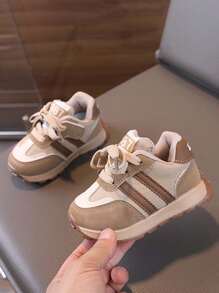 1 双儿童软底防滑时尚休闲运动鞋适合春秋季节 - 卡其色 - 查看 4