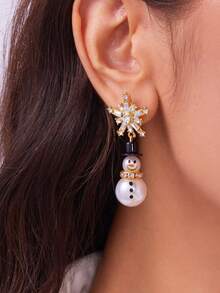 1 对圣诞雪人耳环，适合圣诞派对 - 白色 - 查看 6