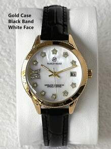 Pablo Raez 1pc Silver Lady Watch Women Luxury Crystal Dress Watch SUS304 Stainless Steel IPS Case Elegant Brand New Design Quartz Watch For Lady Fahionable White Face With Date Calendar Luminous Diamond Display High Quality Woman Popular Wristwatch 50M Waterproof Soft & Breathable Black Color Microfiber Leather Casual Teenagers Girls Lovely Watch Nice Gifts For Friend Or Family Fit For Daily Life/Work/Party Decorations