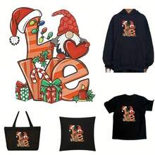 1 Miếng dán ủi hình chú lùn tình yêu Giáng sinh - Miếng dán DIY sống động, có thể giặt và tái sử dụng cho áo phông, áo hoodie, gối, ba lô, v.v. - Hoàn hảo cho đồ thủ công ngày lễ, đồ trang trí tiệc và quà tặng - Nhiều màu - Xem 1